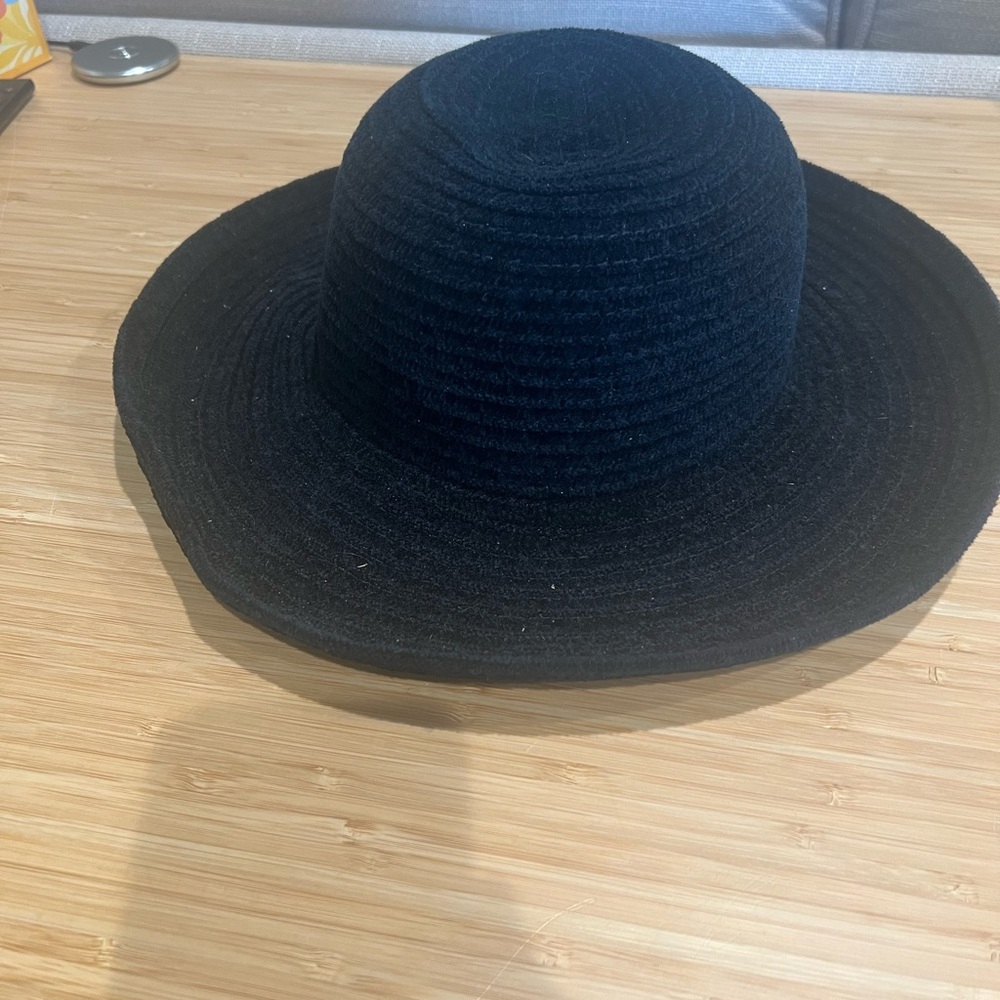 Vintage 90s Black Corduroy Wide Brim Hat